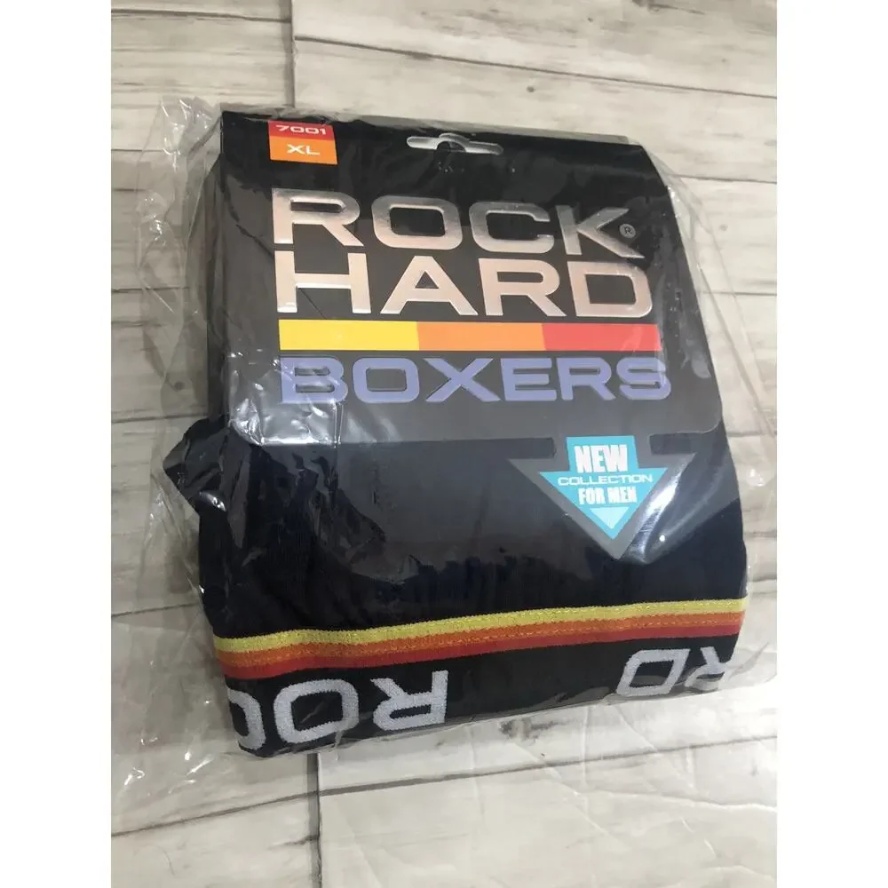 Rock Hard Boxer Trunks Mens Medium Briefs Black Cotton 6 Pack A2